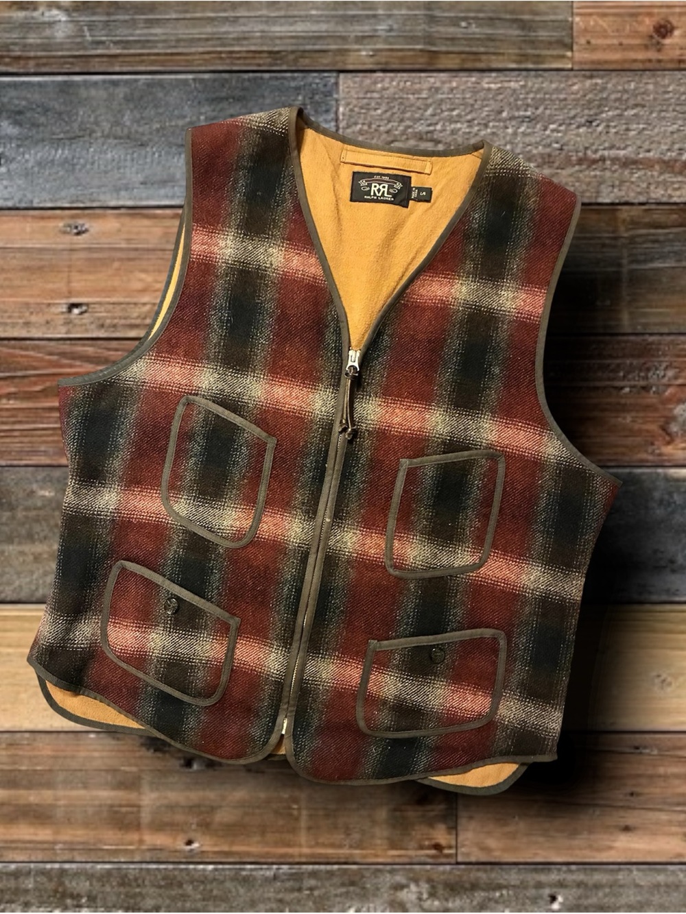 💥RARE💥DOUBLE RL RALPH LAUREN RRL WOOL/COTTON VEST- MEN’S SIZE LARGE
